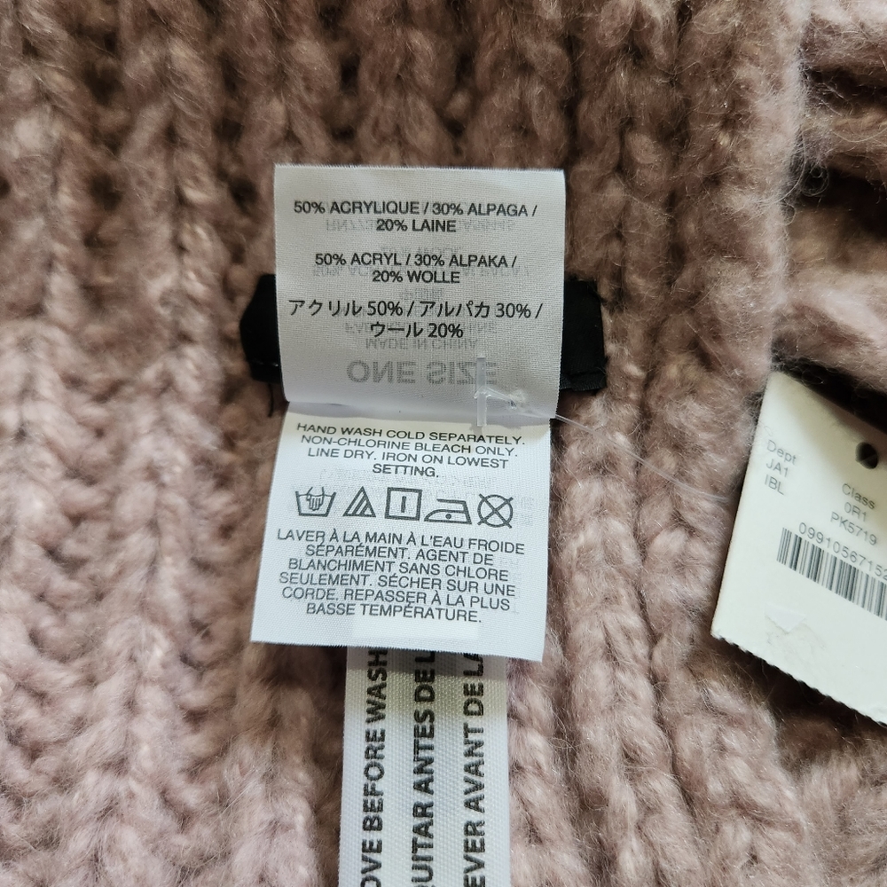 NEW J. Crew Chunky Knit Bobble Scarf - Iced Blush - Picture 8 of 9